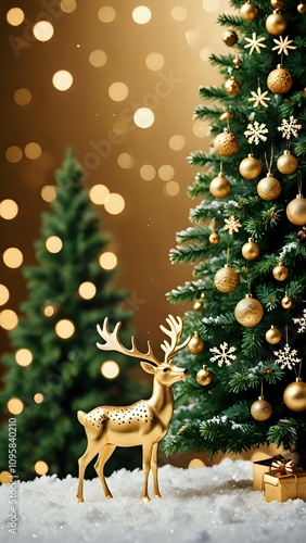 christmas tree with reindeer