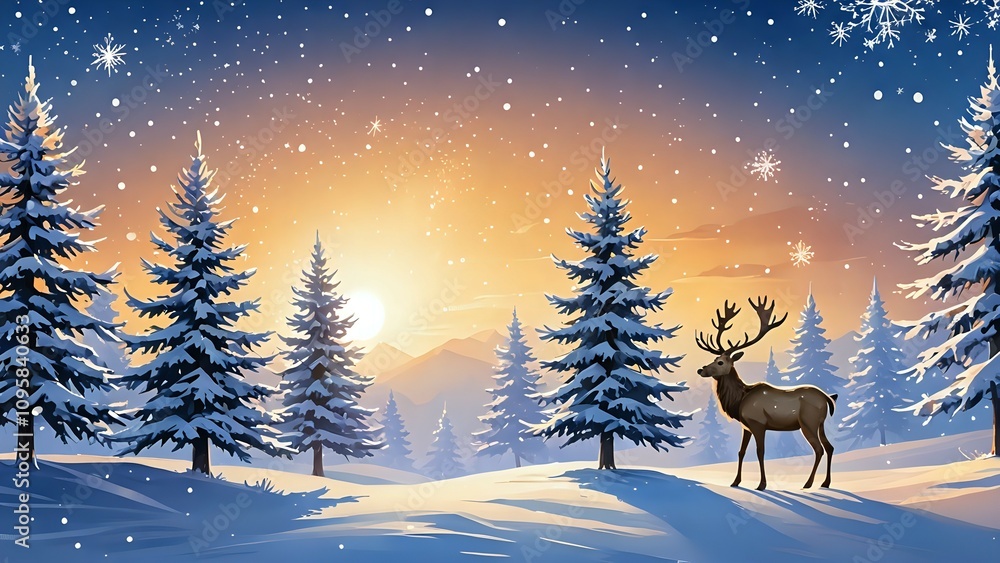 christmas deer in the forest christmas deer in the forest