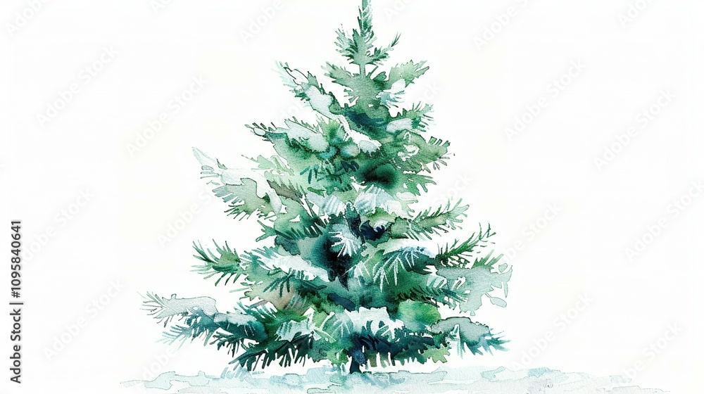 Obraz premium Artistic Christmas Fir Tree: A Vibrant Watercolor Celebration of the Season