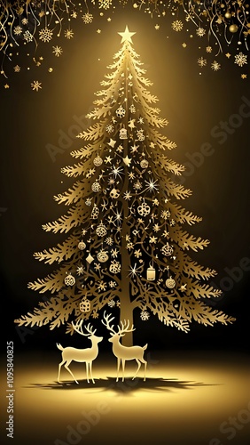 golden christmas tree