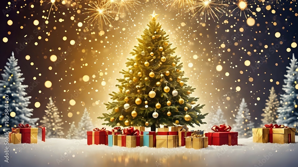 Obraz premium christmas tree and christmas lights