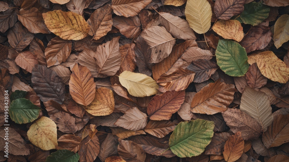 Fototapeta premium Vibrant Autumn Leaves on Forest Floor - A Celebration of Seasonal Change in Nature