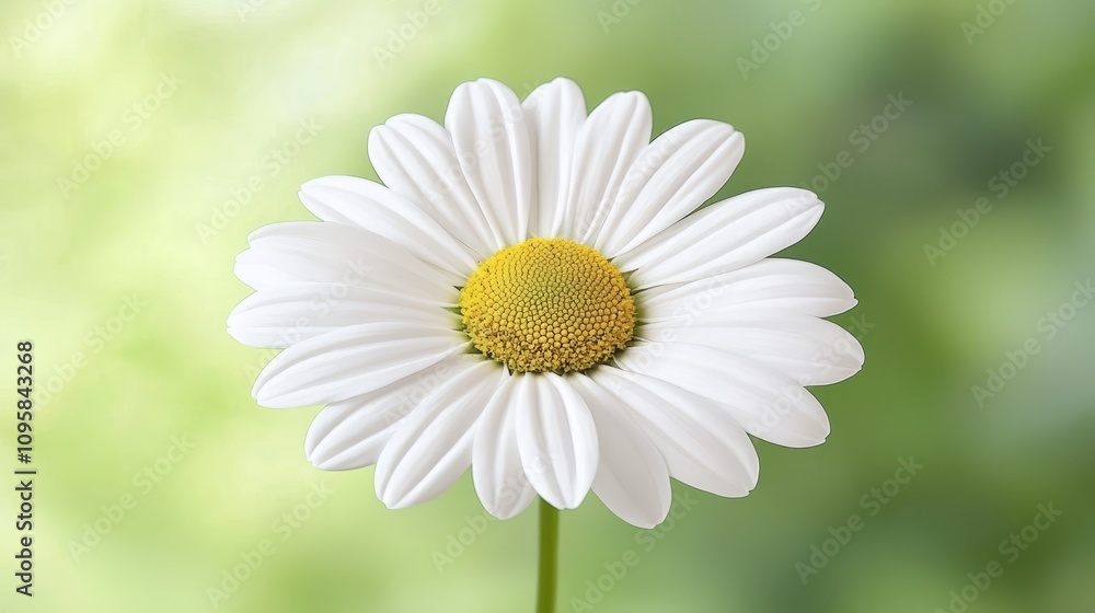Tranquil Beauty: Close-Up of Delicate Daisy Flower with Intricate Center and Soft Petals Against Blurred Green Background Tranquil Beauty: Close-Up of Delicate Daisy Flower with Intricate Center and Soft Petals Against Blurred Green Background