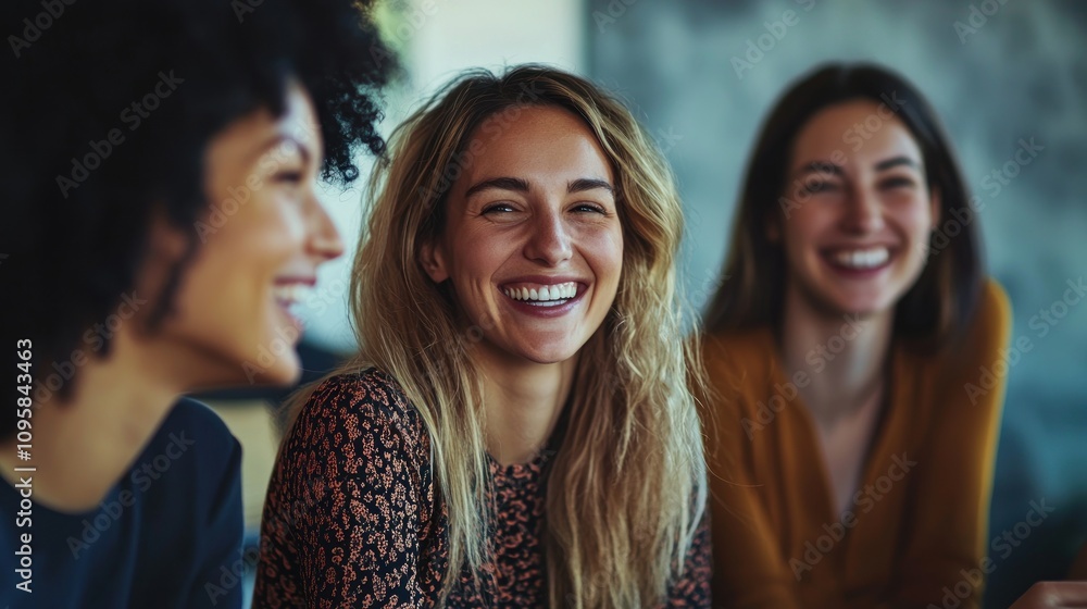 Fototapeta premium Group of women smiling and enjoying each other’s company in a social or professional setting