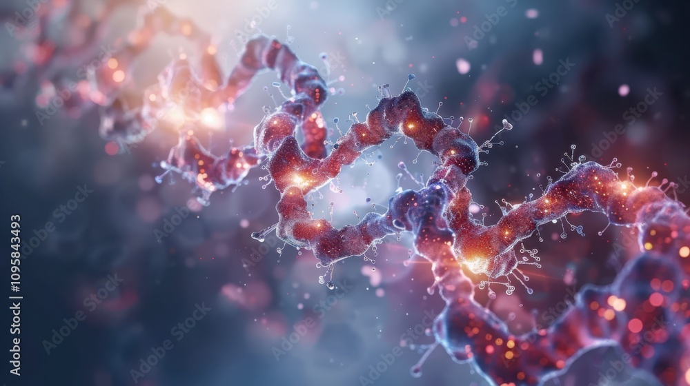 Exploring molecular biology abstract protein structures in a glowing interconnected landscape scientific microscopic perspective Exploring molecular biology abstract protein structures in a glowing interconnected landscape scientific microscopic perspective