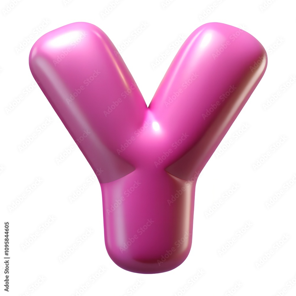 Pink letter Y balloon 3D render icon isolated on white background Pink letter Y balloon 3D render icon isolated on white background