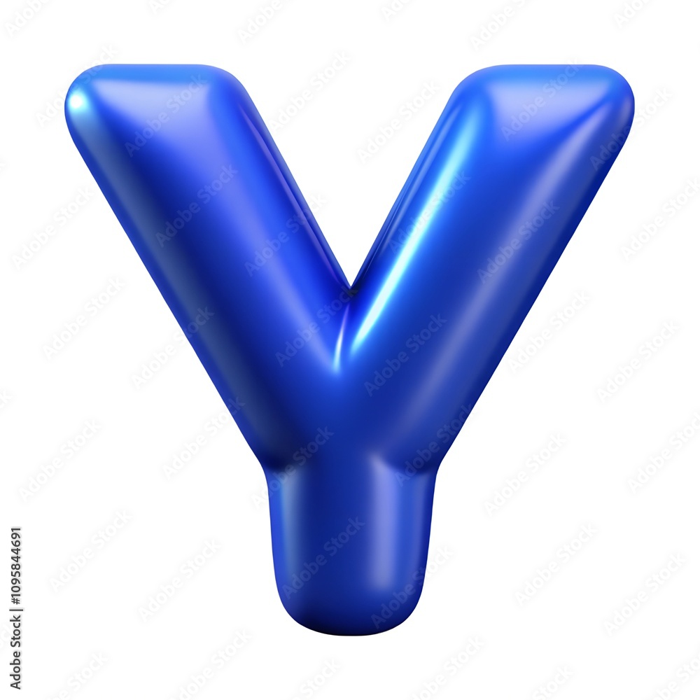 Blue letter Y balloon 3D render icon isolated on white background Blue letter Y balloon 3D render icon isolated on white background
