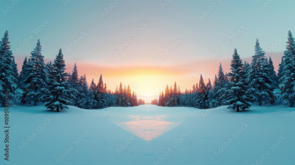 Exploring pristine alpine landscape snow-covered pines nature photography serene environment symmetrical viewpoint minimalist aesthetic for tranquility Exploring pristine alpine landscape snow-covered pines nature photography serene environment symmetrical viewpoint minimalist aesthetic for tranquility