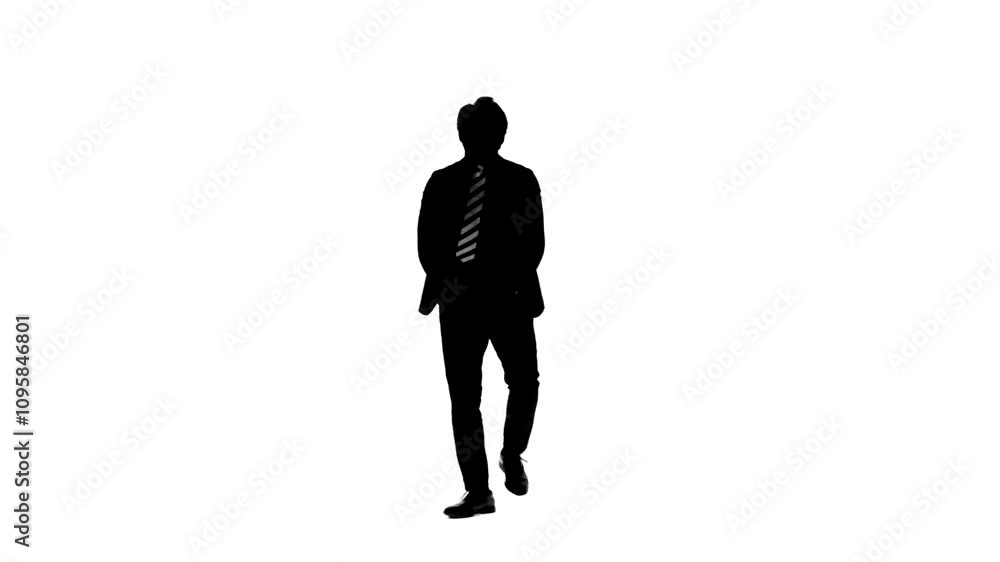 がっかりしてダンスする男性ビジネスパーソンの全身シルエット