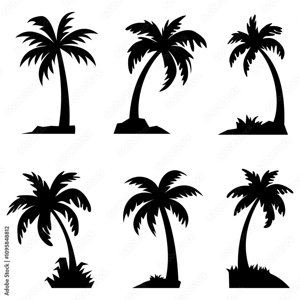 Collection of Black Coconut trees Icon. Can be used to illustrate any nature or healthy lifestyle topic. Collection of Black Coconut trees Icon. Can be used to illustrate any nature or healthy lifestyle topic.