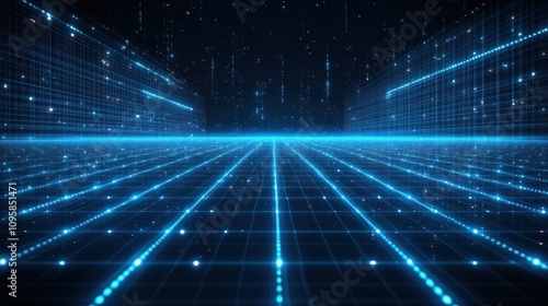 Wallpaper Mural A digital landscape featuring a grid and glowing lines, evoking a futuristic atmosphere. Torontodigital.ca