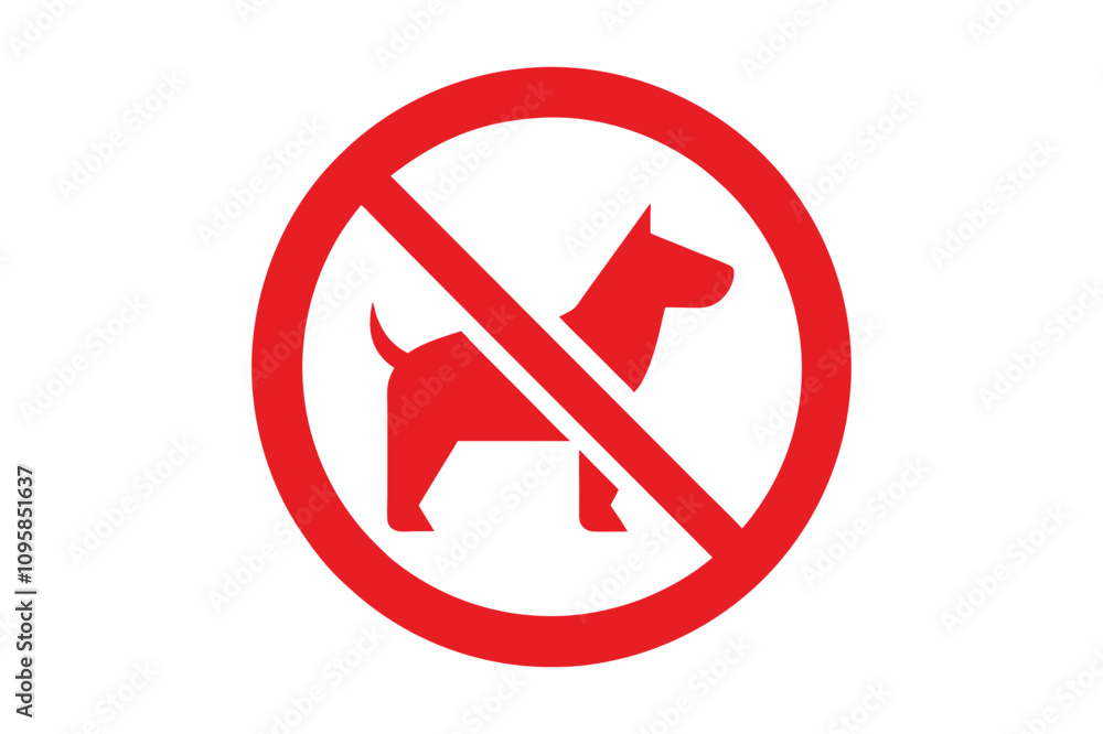 Prohibited red Signs dog with white backgound. Prohibited red Signs dog with white backgound.