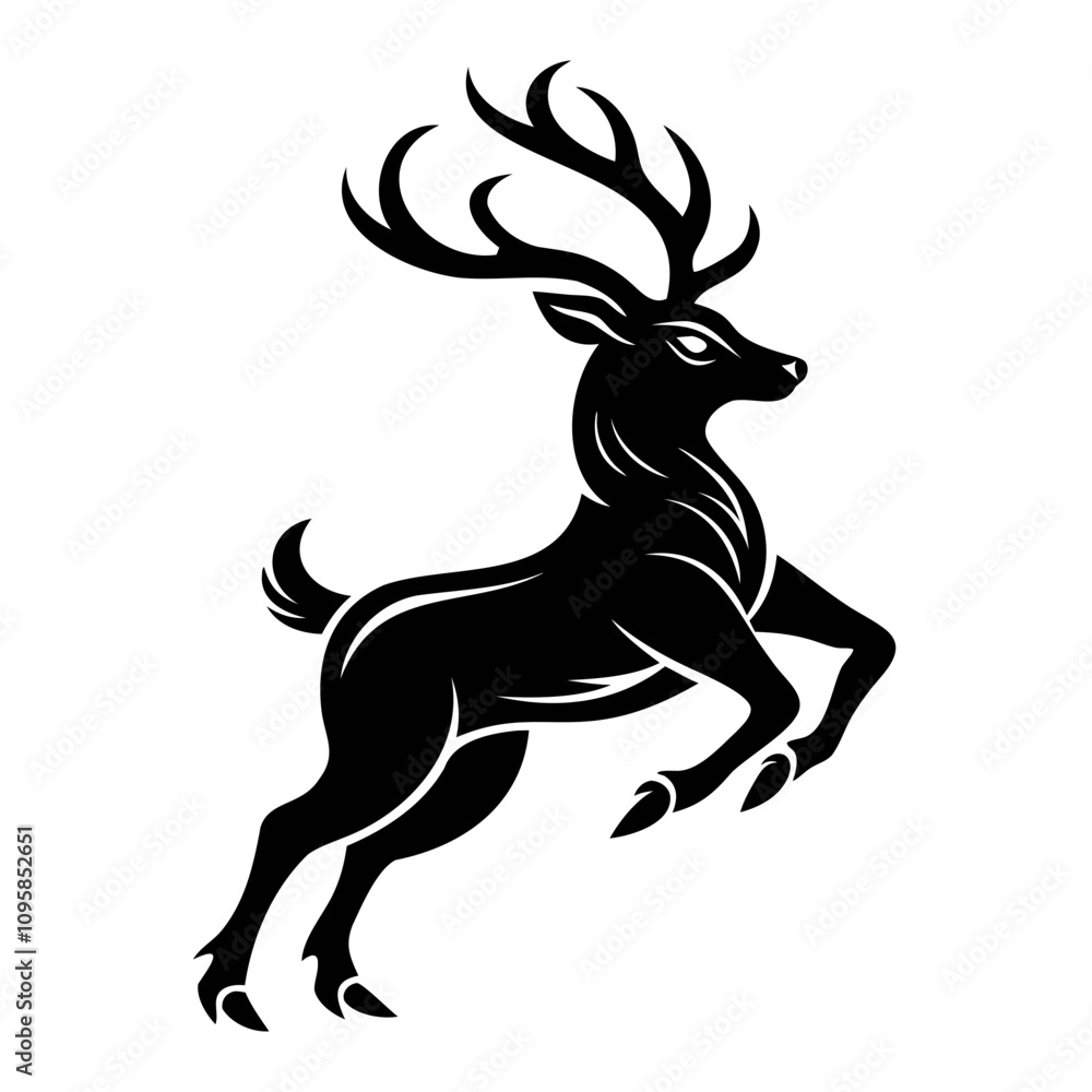 Black embossed Christmas deer jumping silhouette vector Illustration, Vector outline Design, or Line Art Black embossed Christmas deer jumping silhouette vector Illustration, Vector outline Design, or Line Art