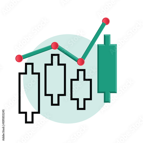 Chart Icon. trading icon. growing bar graph icon. Business charts and graph icons. Statistics and Analysis Outline Icon, down or up arrow. mixed design style