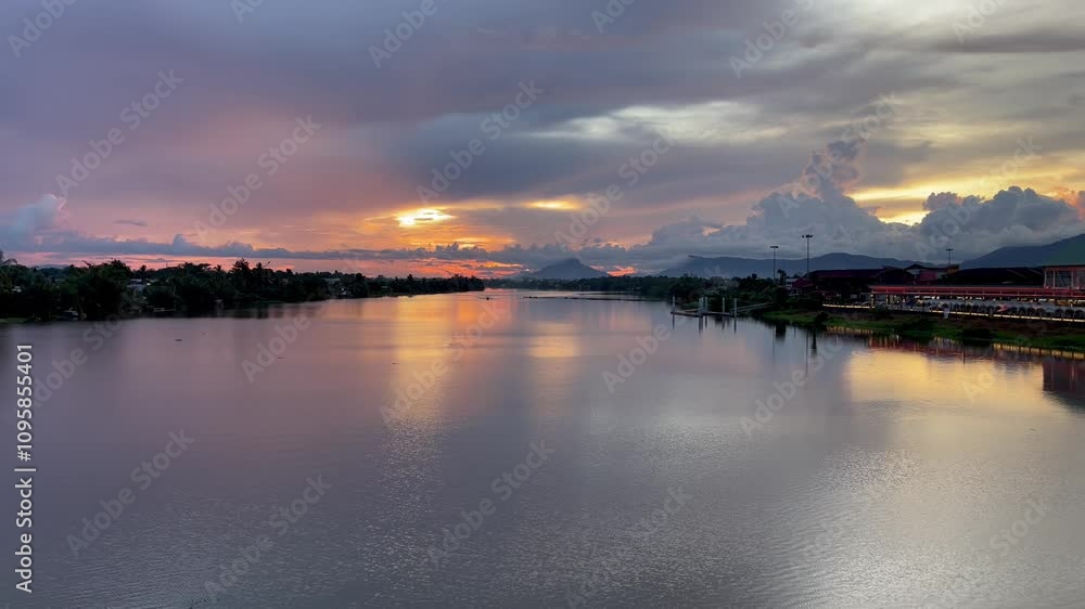 Beautiful Satok bridge And Kubah Ria Kuching During Sunset,Evening,Sarawak. Beautiful Satok bridge And Kubah Ria Kuching During Sunset,Evening,Sarawak.