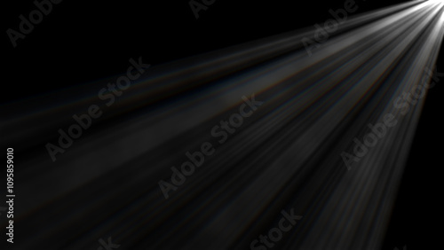 Volumetric sun light rays overlay at the top right with aberration effect, horizontal composition.