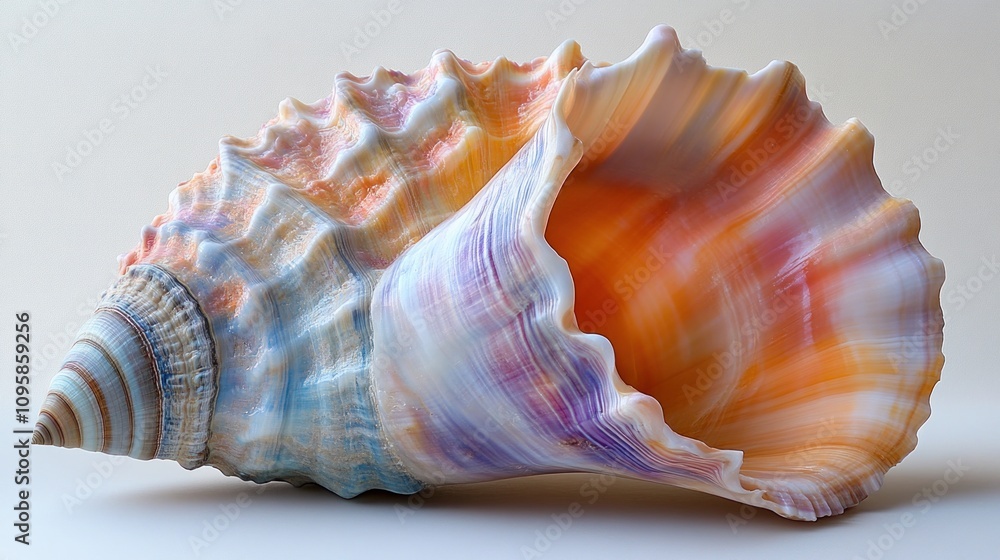A colorful conch shell showcasing intricate patterns and hues. A colorful conch shell showcasing intricate patterns and hues.