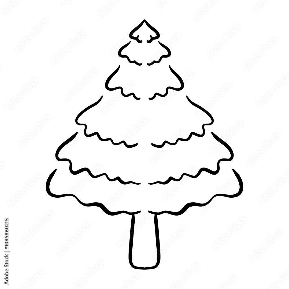 Hand drawn Christmas tree in doodle style, PNG file no background Hand drawn Christmas tree in doodle style, PNG file no background