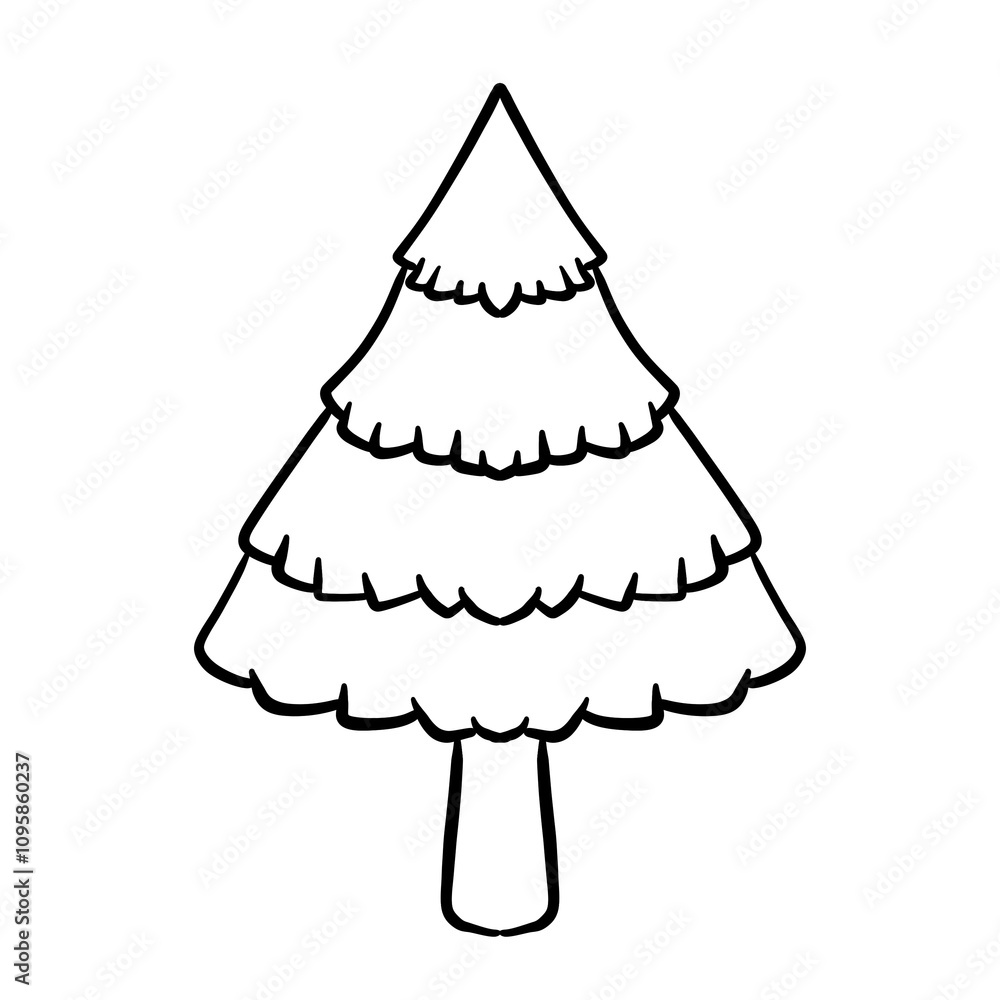 Hand drawn Christmas tree in doodle style, PNG file no background Hand drawn Christmas tree in doodle style, PNG file no background