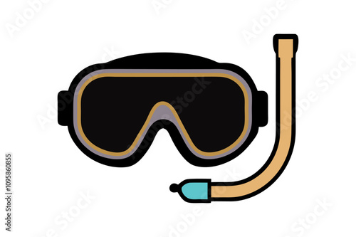 Swimming diving mask vector image illustration..