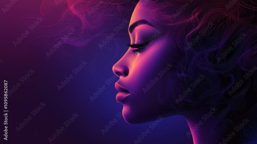 A digital illustration of a woman's profile with vibrant colors and abstract elements. A digital illustration of a woman's profile with vibrant colors and abstract elements.
