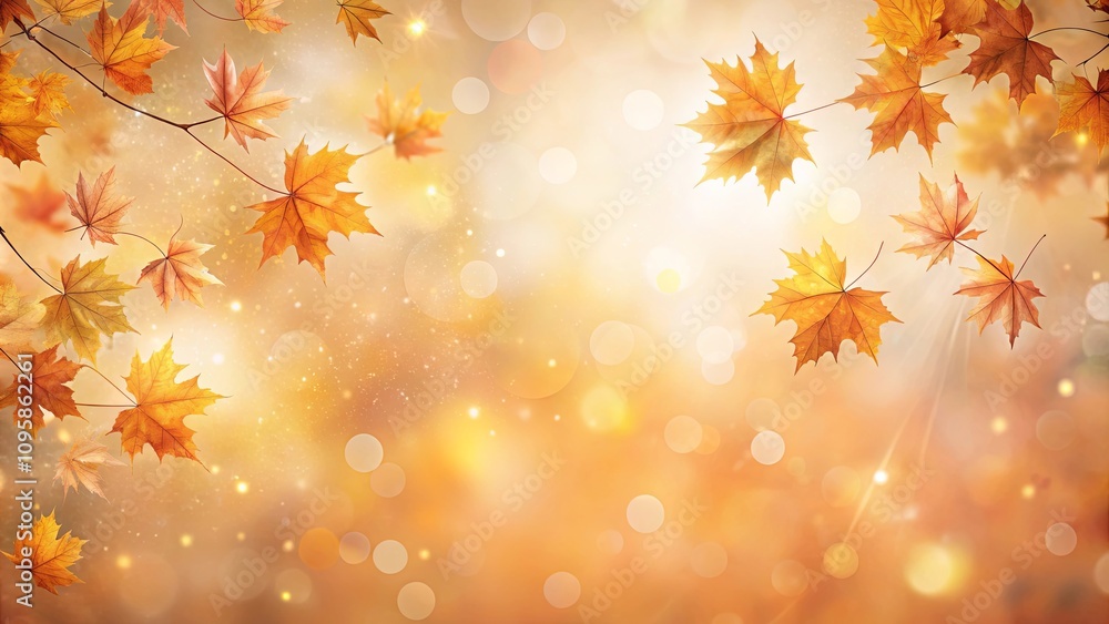 Golden Autumn Leaves Falling on a Bright Background Golden Autumn Leaves Falling on a Bright Background