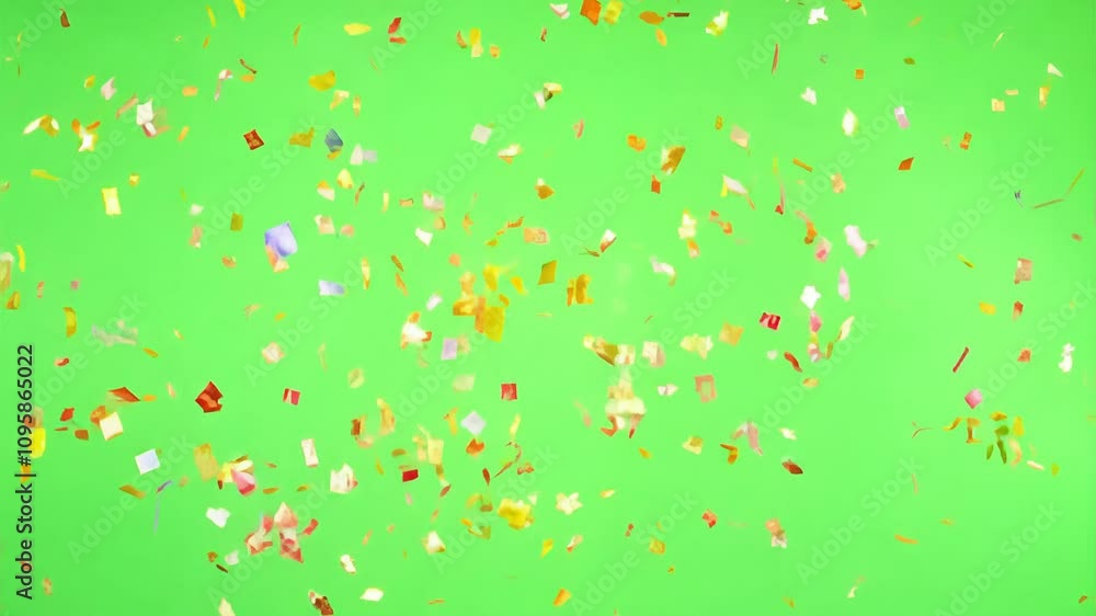 Colorful Confetti Falling on Green Screen Background Animation Colorful Confetti Falling on Green Screen Background Animation