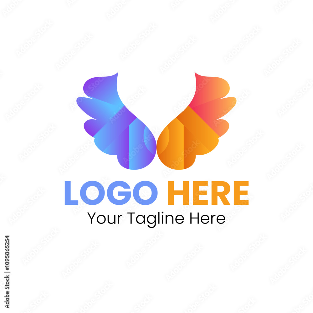 Obraz premium Dynamic Gradient Abstract Logo Design, Modern Blue and Orange Gradient Emblem. Sleek Gradient Logo with Vibrant Contrast. Professional Dual-Tone Gradient Icon. 