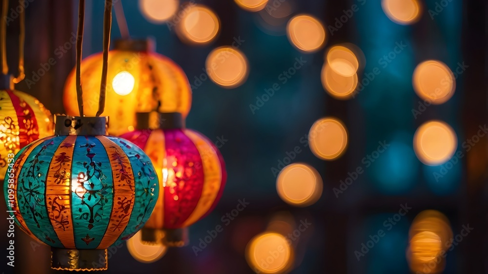 Enchanting Diwali lanterns illuminating the festive spirit. Enchanting Diwali lanterns illuminating the festive spirit.