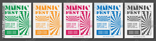 Multicolor music poster layout including bold, y2k, brutalism retro element template with dummy text for any purpose.