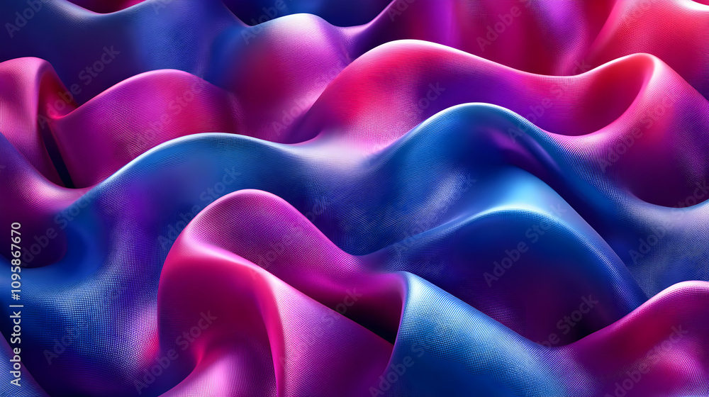 Obraz premium Abstract 3D Background with Wavy Purple and Blue Colors