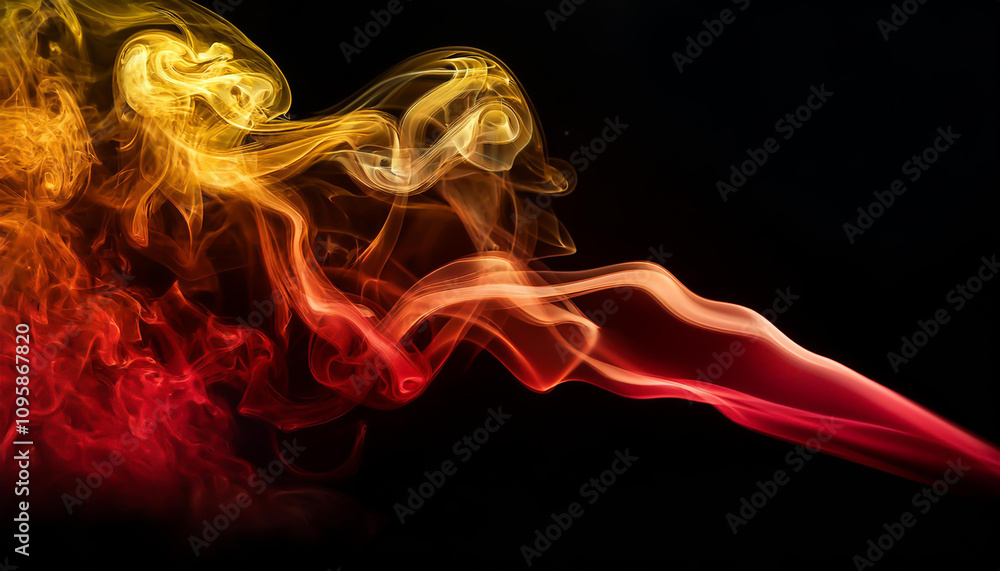 Striking Red and Gold Smoke on Black Background Striking Red and Gold Smoke on Black Background