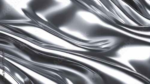 Shiny Silver Foil Metal Background with Fluid Abstract Texture of Distressed Appeal.