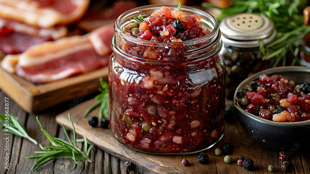 Cranberry Sauce with Rosemary and Black Peppercorns - Food Photography Cranberry Sauce with Rosemary and Black Peppercorns - Food Photography