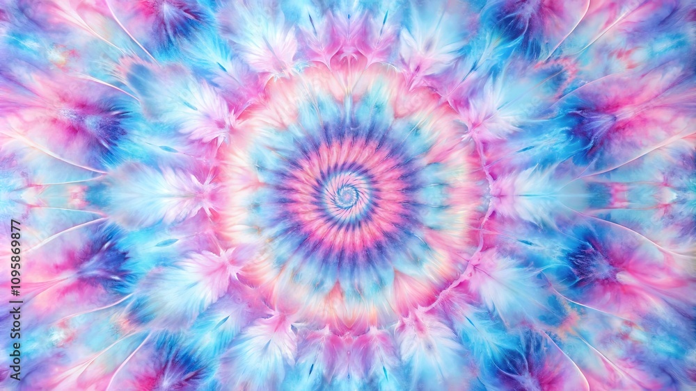 Pastel Swirl Kaleidoscope A Vibrant Abstract Tie-Dye Design Featuring a Symmetrical Mandala Pattern in Pink, Blue, and Purple Hues Pastel Swirl Kaleidoscope A Vibrant Abstract Tie-Dye Design Featuring a Symmetrical Mandala Pattern in Pink, Blue, and Purple Hues