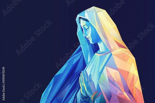 Geometric Mosaic Virgin Mary Illustration photo