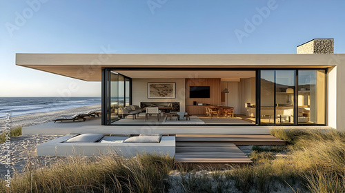 Modern Beach House with Glass Walls - Photo