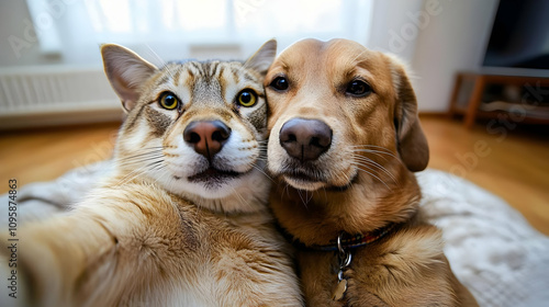 Cat and Dog Selfie Photo