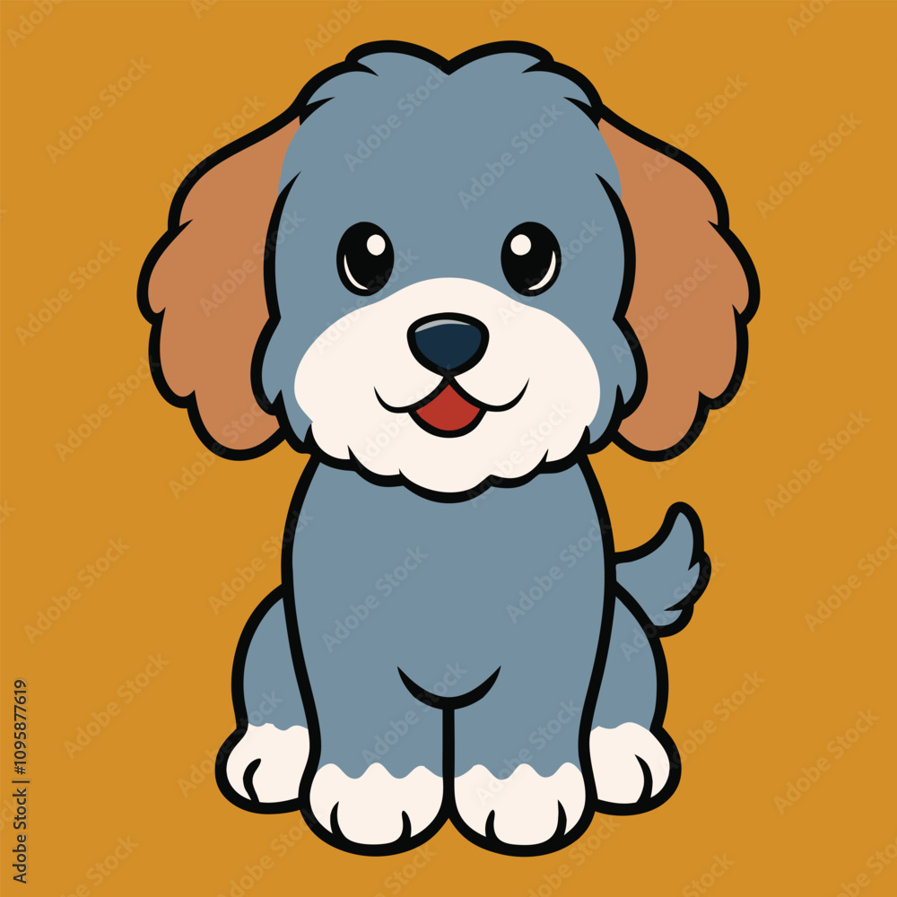 Obraz premium Cute Aussiedoodle Dog Clipart Design - Aussiedoodle Vector illustration 