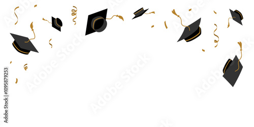 Graduation Caps and Confetti Celebration