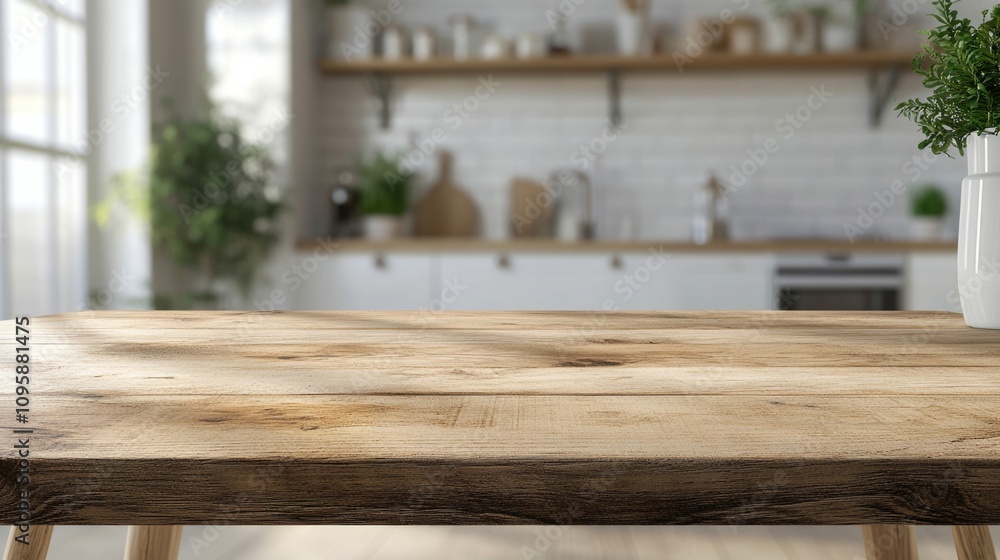 Empty beautiful wood tabletop counter on interior in clean and kitchen with bokeh bright background. Ready for display, product montage. Empty beautiful wood tabletop counter on interior in clean and kitchen with bokeh bright background. Ready for display, product montage.