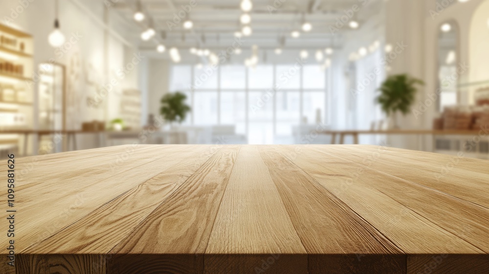 Empty beautiful wood tabletop counter on interior in clean and cafe with bokeh bright background. Ready for display, product montage. Empty beautiful wood tabletop counter on interior in clean and cafe with bokeh bright background. Ready for display, product montage.