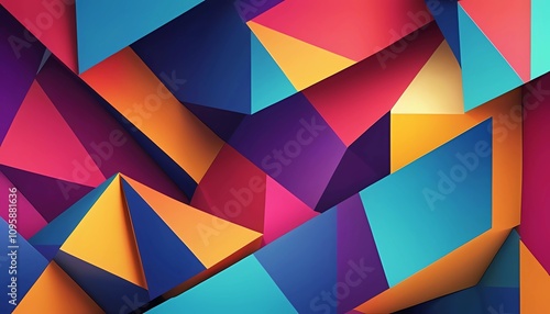 Abstract shapes and vibrant colors, minimalistic design, geometric patterns, modern digital art