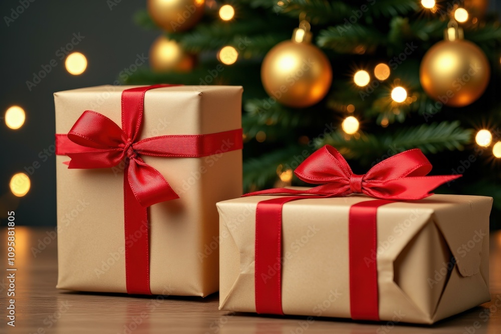 Experience the Joy of Christmas with Beautifully Wrapped Gifts and a Decorated Tree, Perfect for Holiday Celebrations Experience the Joy of Christmas with Beautifully Wrapped Gifts and a Decorated Tree, Perfect for Holiday Celebrations