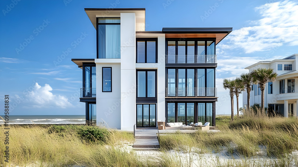 Modern Beach House Architecture - Illustration Modern Beach House Architecture - Illustration