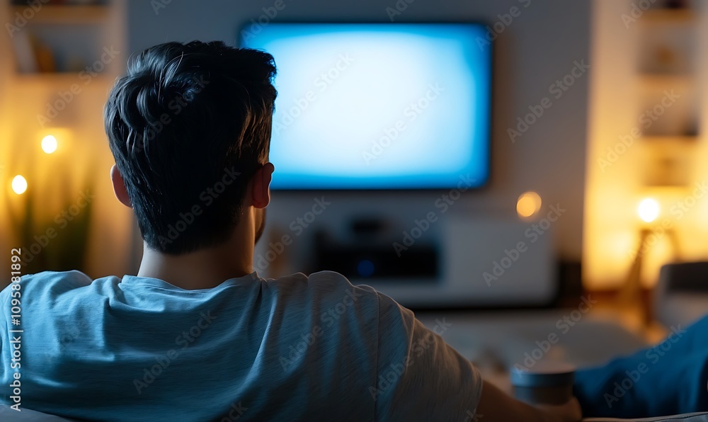 Elegant living room with big tv screen. Generative ai. Elegant living room with big tv screen. Generative ai.