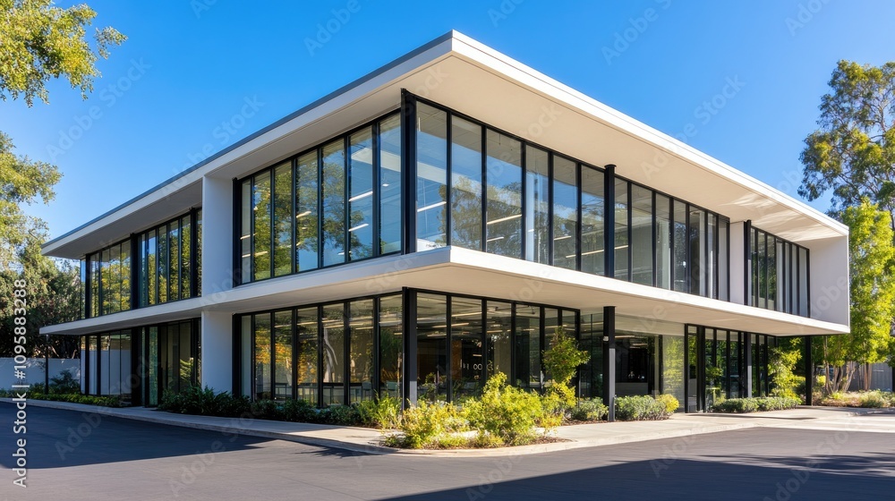 Modern Office Building with Large Windows Modern Office Building with Large Windows