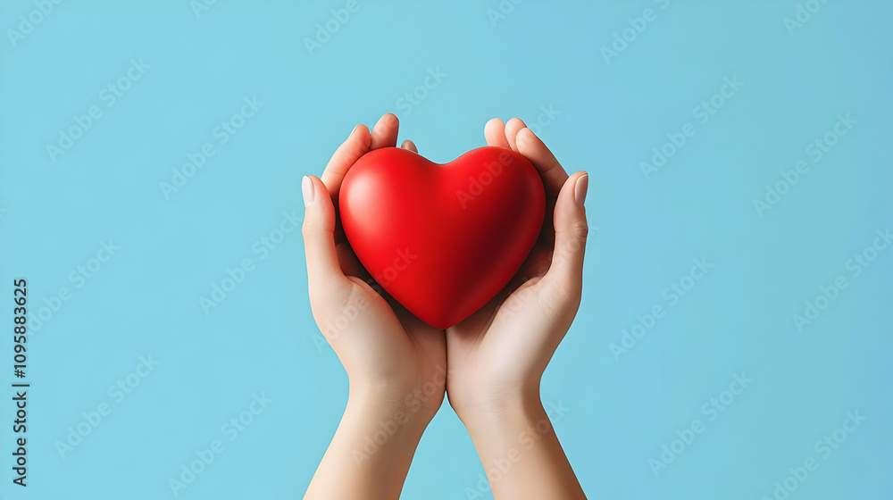Red Heart Held by Hands - Illustration Red Heart Held by Hands - Illustration
