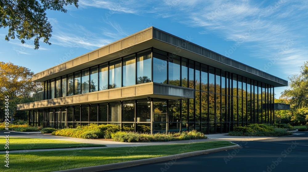 Classic 1960s Office Building with Modern Design Classic 1960s Office Building with Modern Design