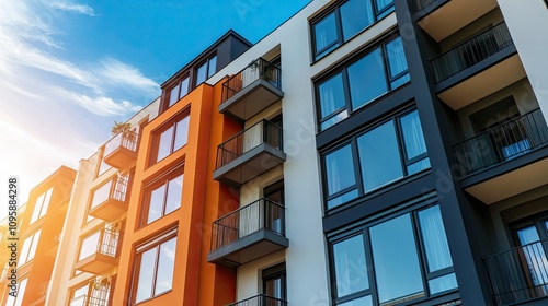 Modern Apartment Building with Balcony View